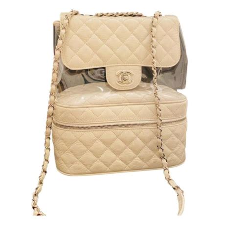 chanel quilted bag white|off white chanel backpack.